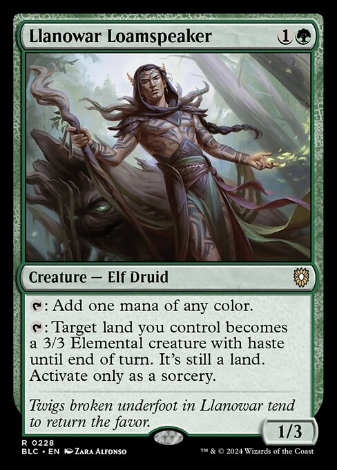Llanowar Loamspeaker|Bloomburrow Commander|228
