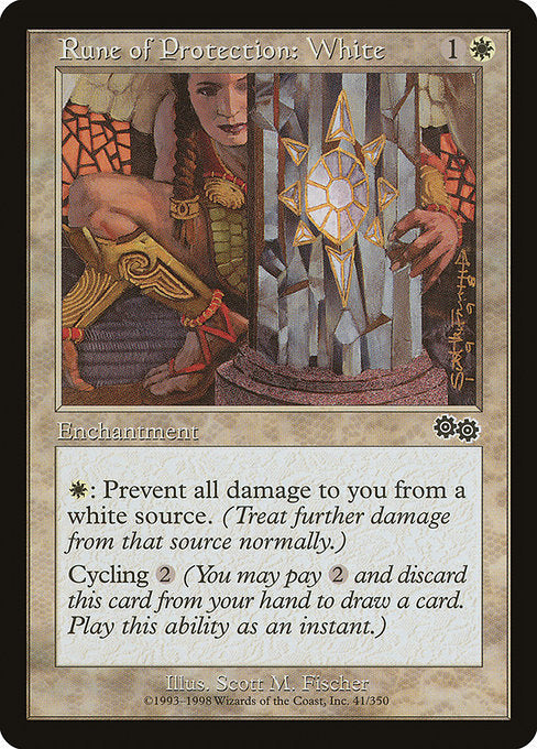 Rune of Protection: White|Urza's Saga|41