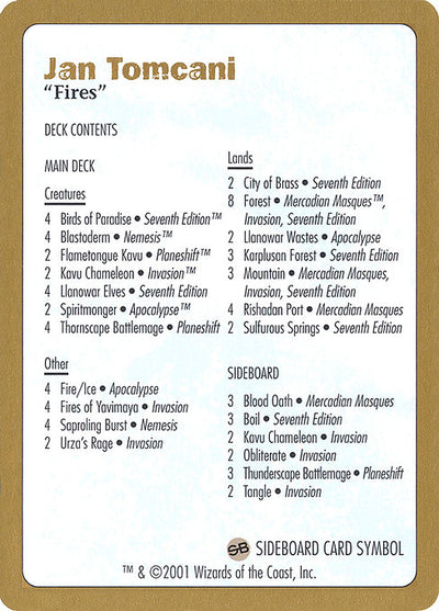 Jan Tomcani Decklist