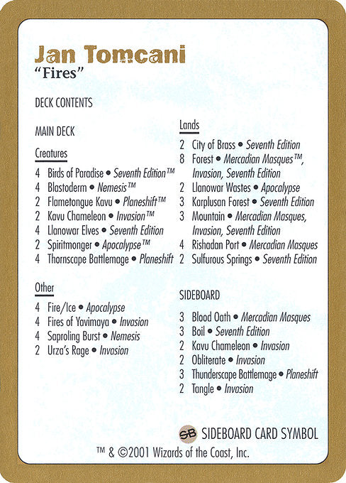 Jan Tomcani Decklist